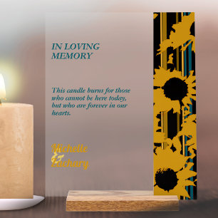 Sunflower Teal Blue Gold Modern Wedding Memorial  Acrylic Sign