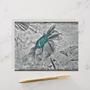 Sunflower Teal Grey Vintage Antique Texture