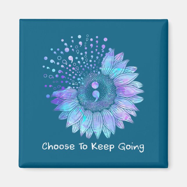 Sunflower Teal Purple Ribbon Suicide Prevention Aw Magnet (Front)