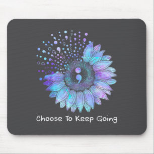 Sunflower Teal Purple Ribbon Suicide Prevention Aw Mouse Pad