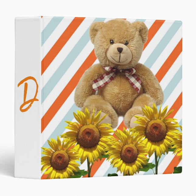 Sunflower Teddy Bear Avery Binder (Front/Spine)