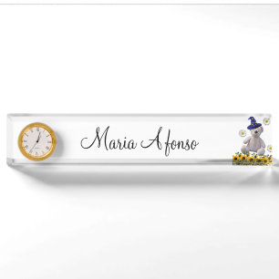 Sunflower Teddy Bear Desk Nameplate