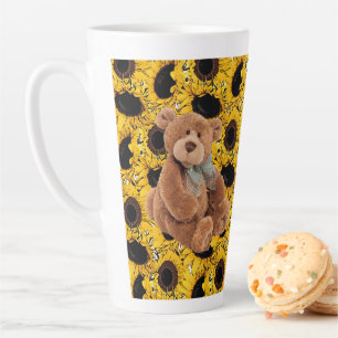 Sunflower Teddy Bear Latte Mug