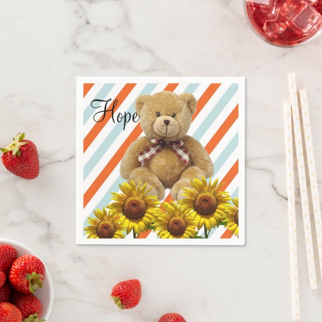 Sunflower Teddy Bear Paper Napkins (Insitu)