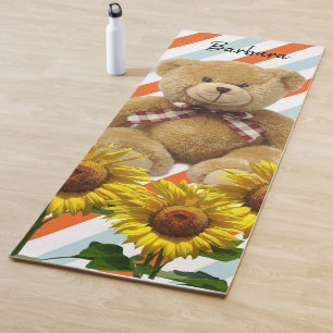 Sunflower Teddy Bear Yoga Mat