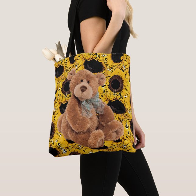 Sunflower Teddy BearTote Tote Bag (Close Up)