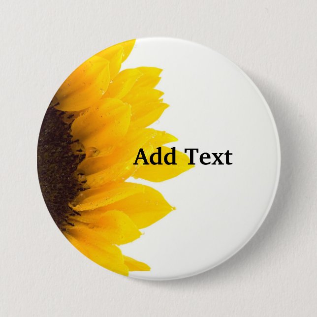 Sunflower template, bold text, 3 inch round button (Front)