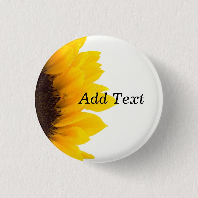 Sunflower template, bold text print 1 inch round button (Front)