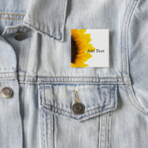 Sunflower template, bold text print 2 inch square button
