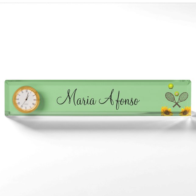 Sunflower Tennis Desk Nameplate (Front)