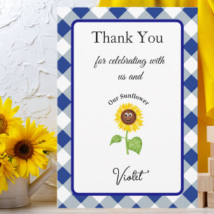 Sunflower Thank You Card Kids Birthday 