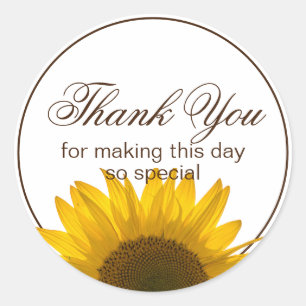 Sunflower Thank You Classic Round Sticker