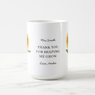 Sunflower Thank You for Helping Me Grow Teacher  Coffee Mug