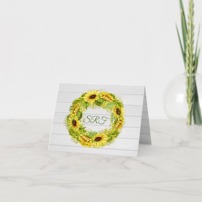 Sunflower Thank You or Blank Note (Front)