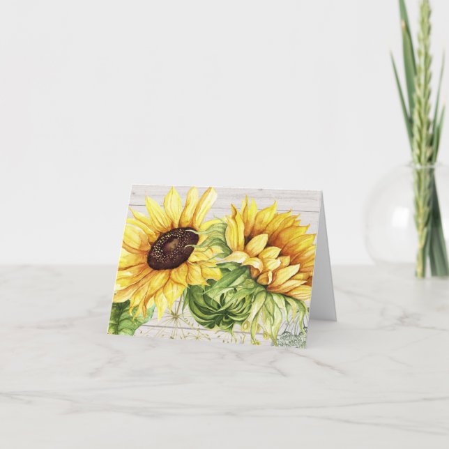 Sunflower Thank You or Blank Note Card (Front)