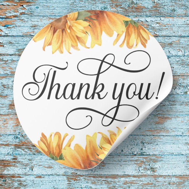 Sunflower Thank you! Sticker (Sunflower Thank you sticker
Swirly Thank you! script)