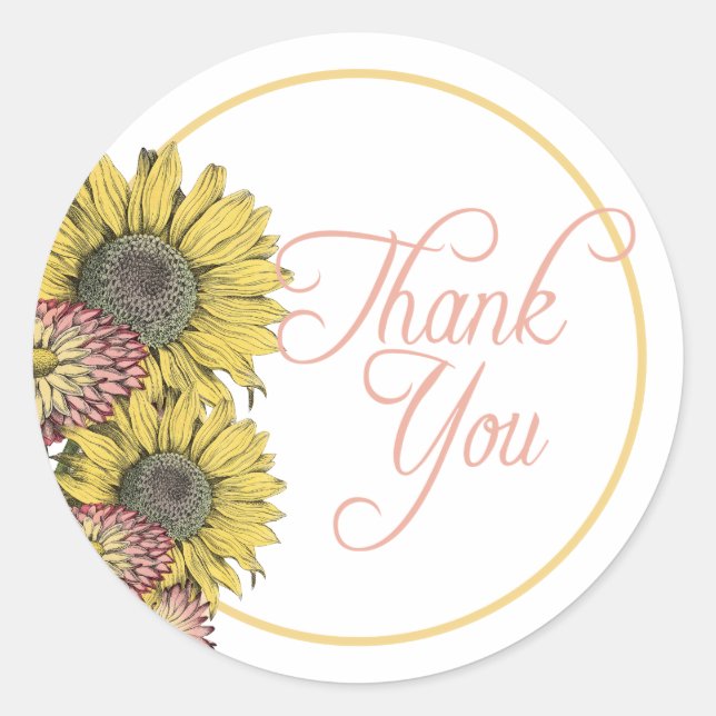 Sunflower Thank You Stickers (Front)