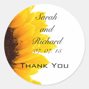 Sunflower Thank You Wedding Favour Stickers