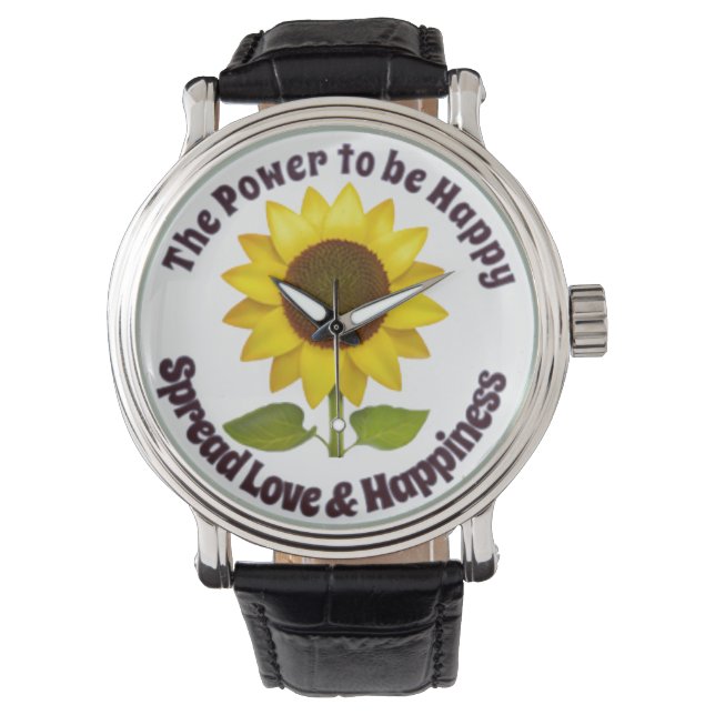 SUNFLOWER THE POWER TO BE HAPPY CELL PHONE HOLDER WATCH (Front)