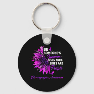 Sunflower Their Skies Are Purple Fibromyalgia Awar Keychain