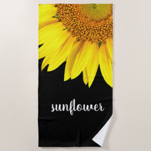Sunflower Theme Bright Cheerful Beach Towels