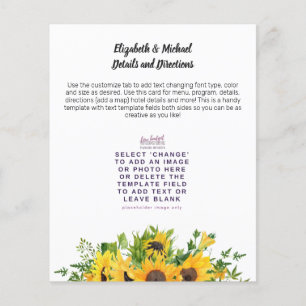 Sunflower Theme Wedding Details Menu Program Other