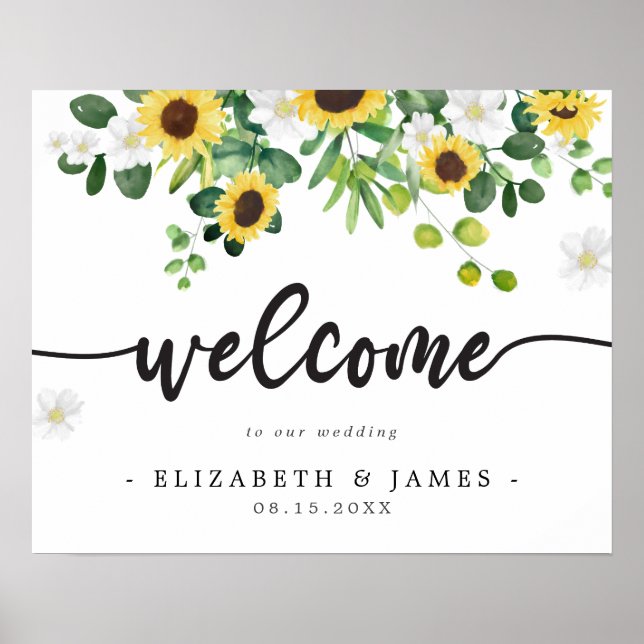 Sunflower Theme Welcome to Our Wedding Sign Poster (Front)