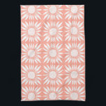 Sunflower Tile Pattern Pink White Kitchen Towel<br><div class="desc">Decorate your kitchen with this cool art towel. Makes a great housewarming,  birthday or wedding gift! 
You can customize it and add text too.
Check my shop for lots more colours and patterns!</div>