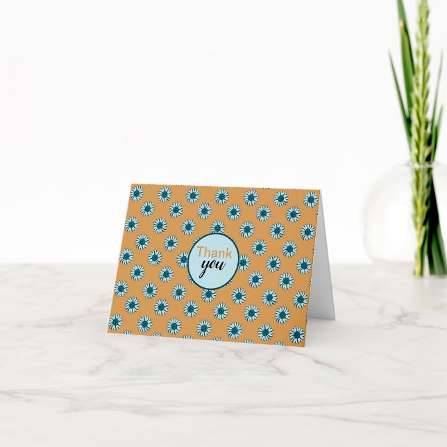 Sunflower Tiny Blue Flowers Thank You Card (Sunflower Tiny Blue Flowers Thank You Card from Studio Posies. )