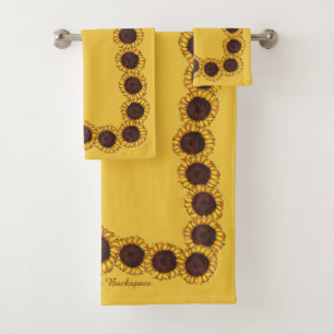 Sunflower Towel Sets Personalized Sunflower Towels