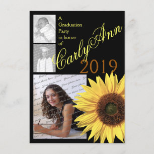 Sunflower Tri Photo Invitation