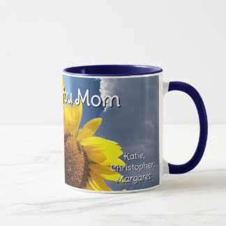 Sunflower Trio and Blue Sky Love Mom Mug