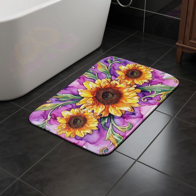 Sunflower Trio – Art Nouveau Bath Mat (Creator Uploaded)