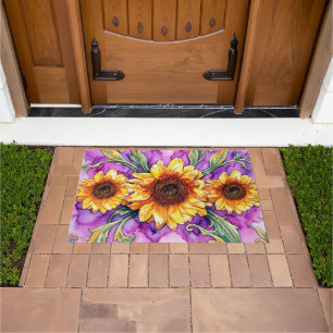 Sunflower Trio – Art Nouveau Doormat