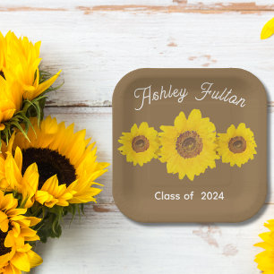 Sunflower trio  for graduations  2026 paper plate