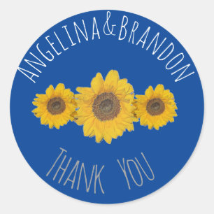 Sunflower trio for weddings - Thank you Classic Round Sticker