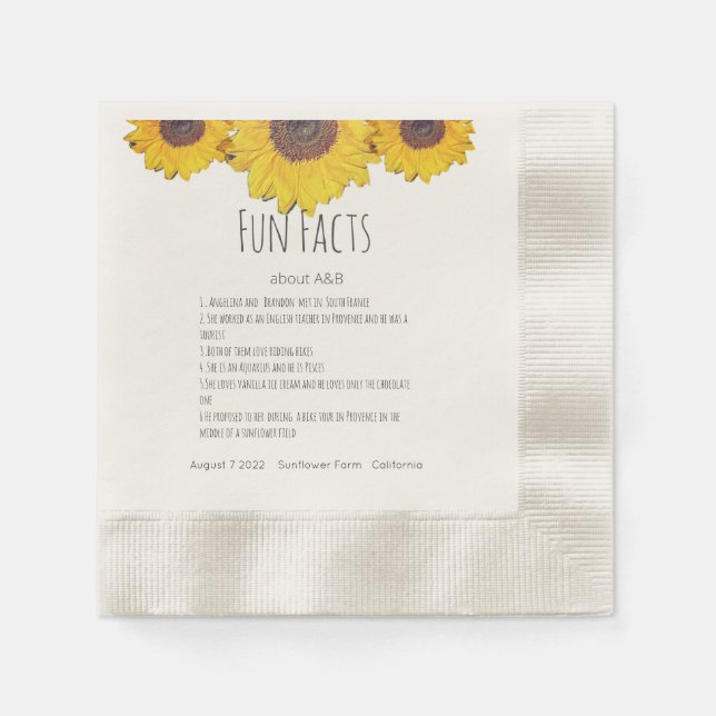  Sunflower trio  - Fun Facts Napkins (Front)