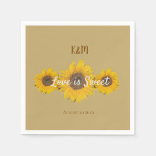 Sunflower trio in sage -wedding napkin