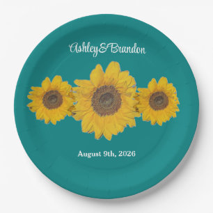 sunflower trio no3 for weddings paper plate