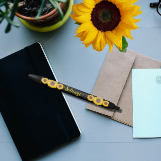 Sunflower trio -personalized black ink pen