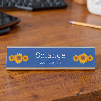 Sunflower trio -personalized   desk name plate