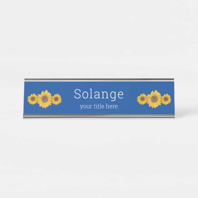 Sunflower trio -personalized   desk name plate (Front)