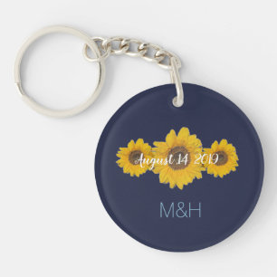 sunflower trio personalized - rustic wedding keychain