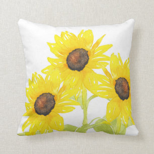'Sunflower Trio' Throw Pillow