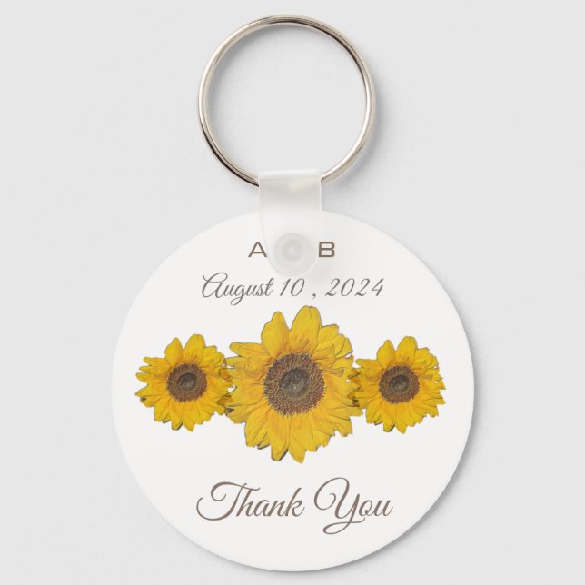 Sunflower trio - wedding favours keychain (Front)