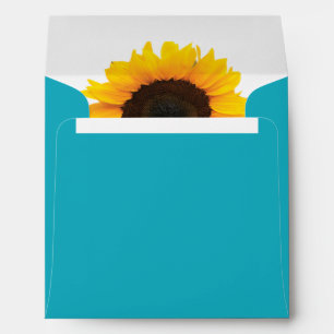 Sunflower Turquoise Personalized Square Envelope