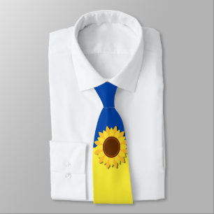 Sunflower Ukraine Flag Personalized  Tie