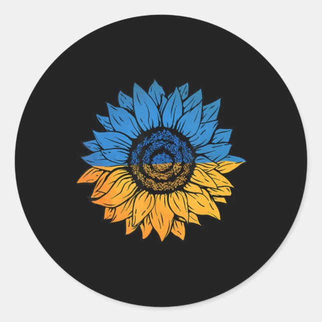 Sunflower Ukraine Ukrainian Flag Stand With Ukrain Classic Round Sticker (Front)