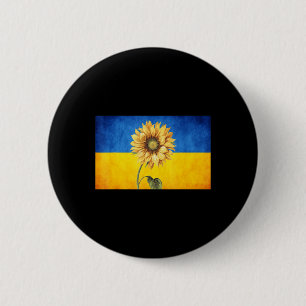Sunflower Ukraine Ukrainian Flag Vintage Stand Wit 2 Inch Round Button