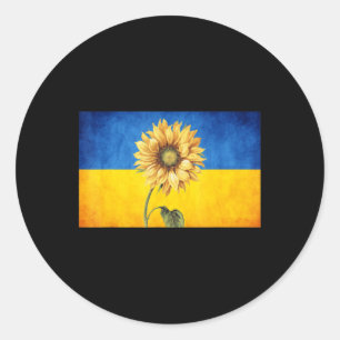 Sunflower Ukraine Ukrainian Flag Vintage Stand Wit Classic Round Sticker